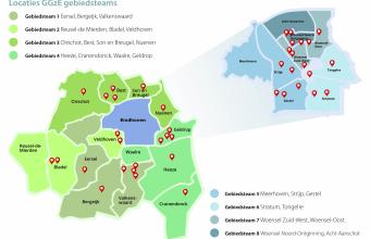 Locaties GGzE gebiedsteams plattegrond gebiedsteam